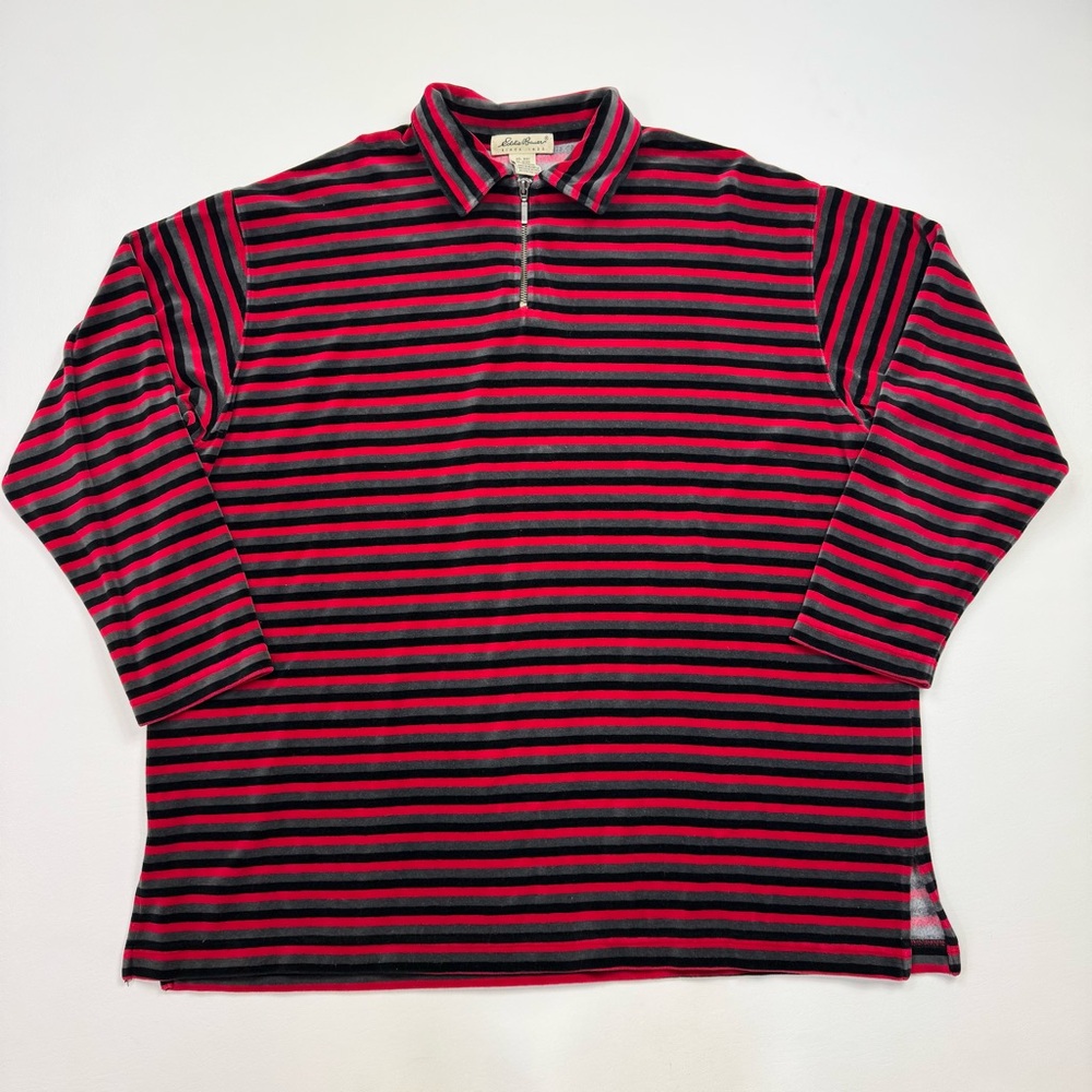 Women’s Vintage Eddie Bauer Long Sleeve Collared Velour Polo Size XL